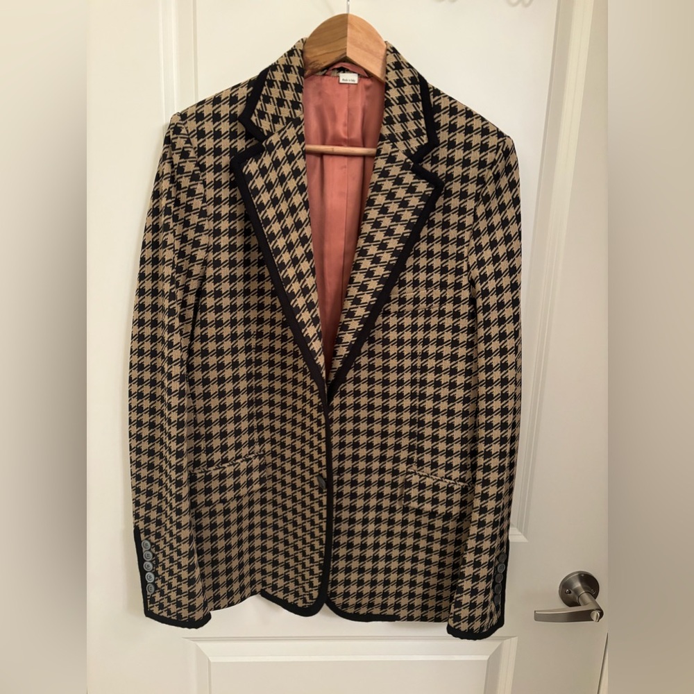 Men’s Gucci tan / black houndstooth jacket Italian sz 50= US 40 like new